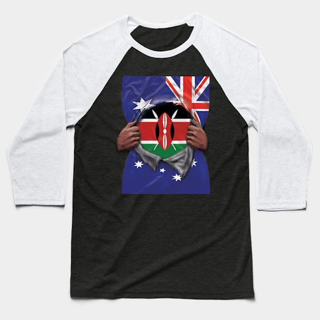 Kenya Flag Australian Flag Ripped - Gift for Kenyan From Kenya Baseball T-Shirt by Country Flags